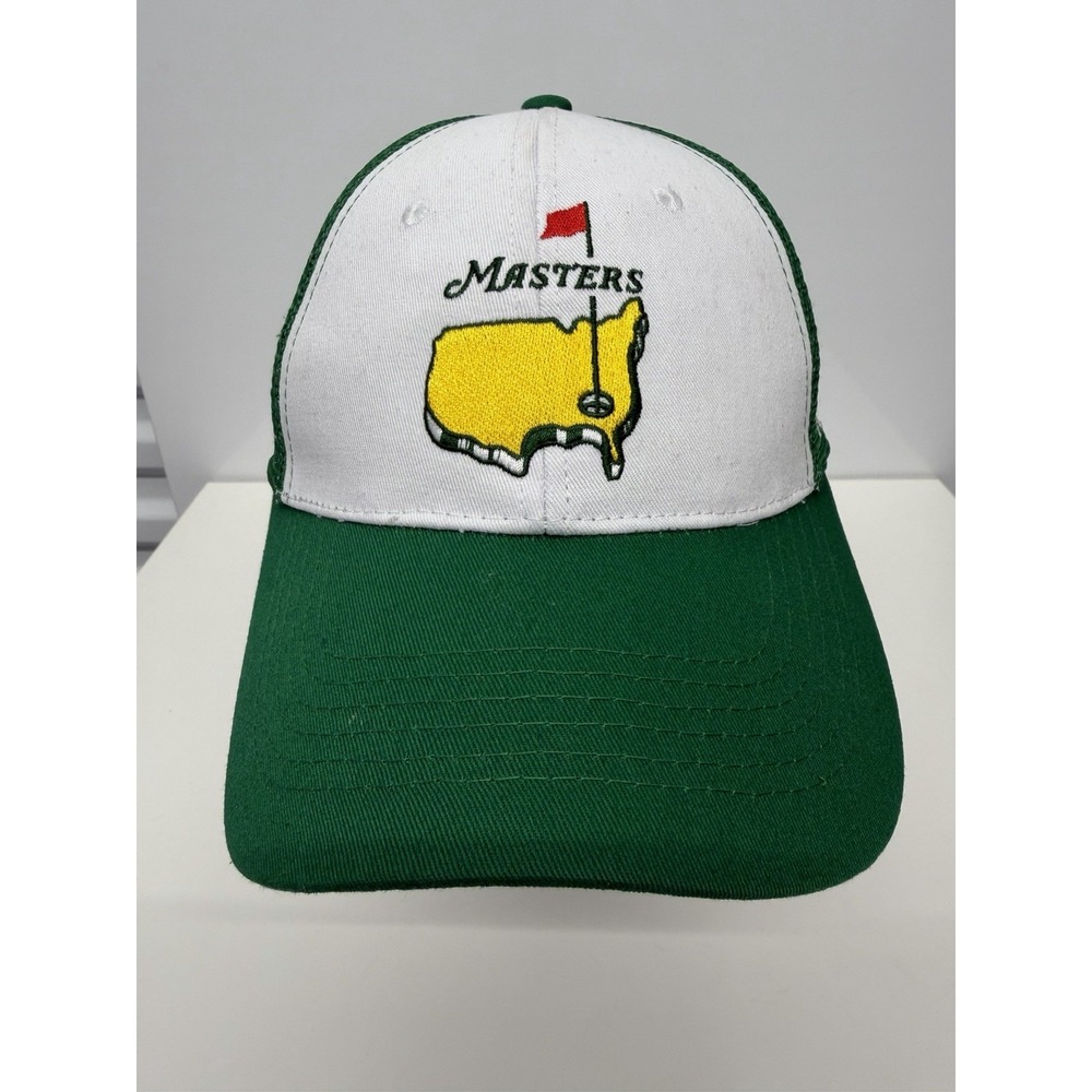 Masters Golf Tournament SnapBack Hat‎ Mesh Trucker Cap Green & White Embroidered